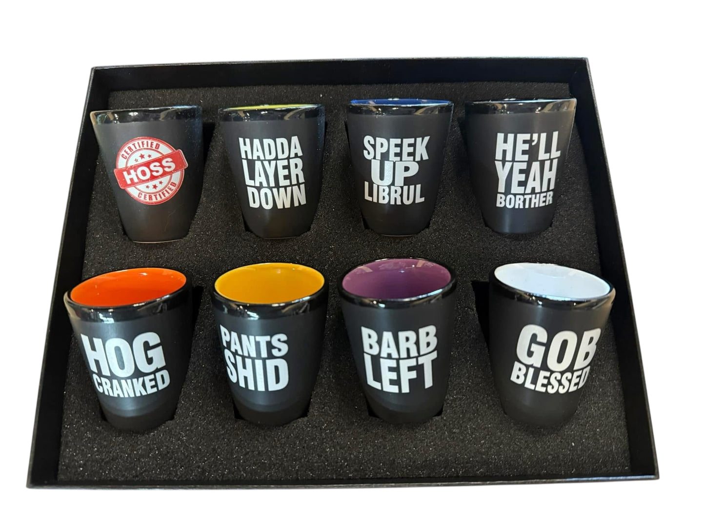 Ceramic Matte Black Shot Glass with Colorful Interior {SET of 8}
