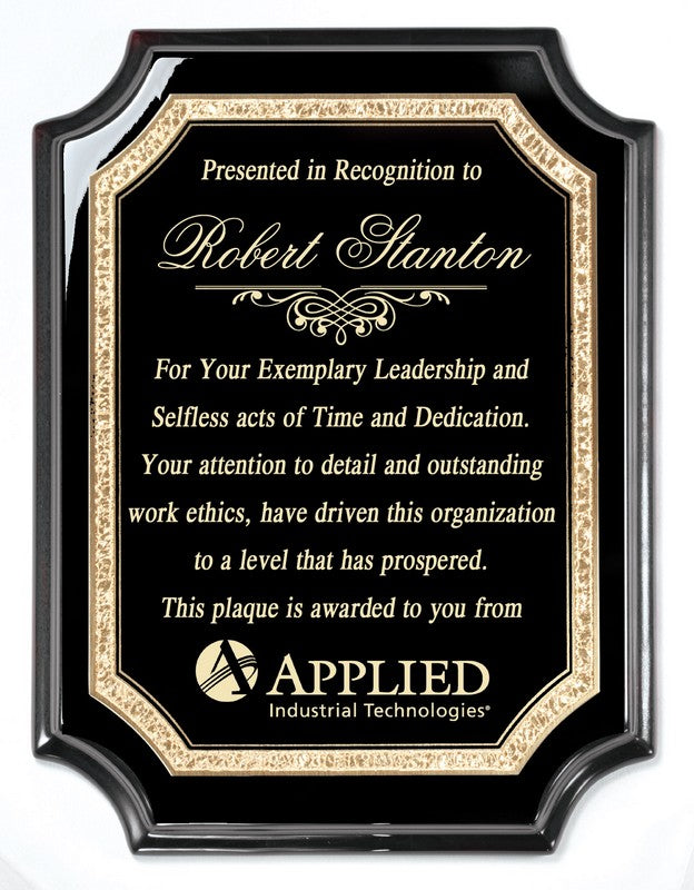 Piano Finish Plaque with Black Brass Engraving Plate