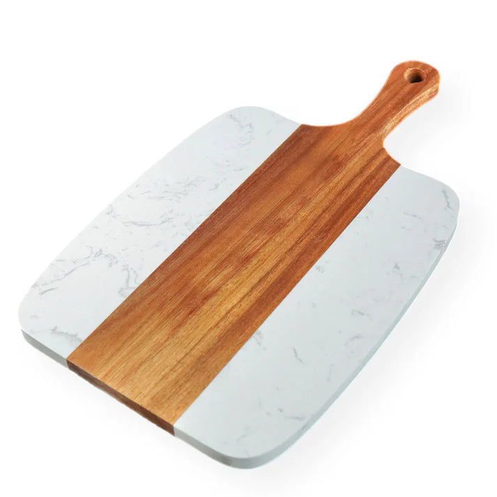 Marble Acacia Wood Serving Set with Handle