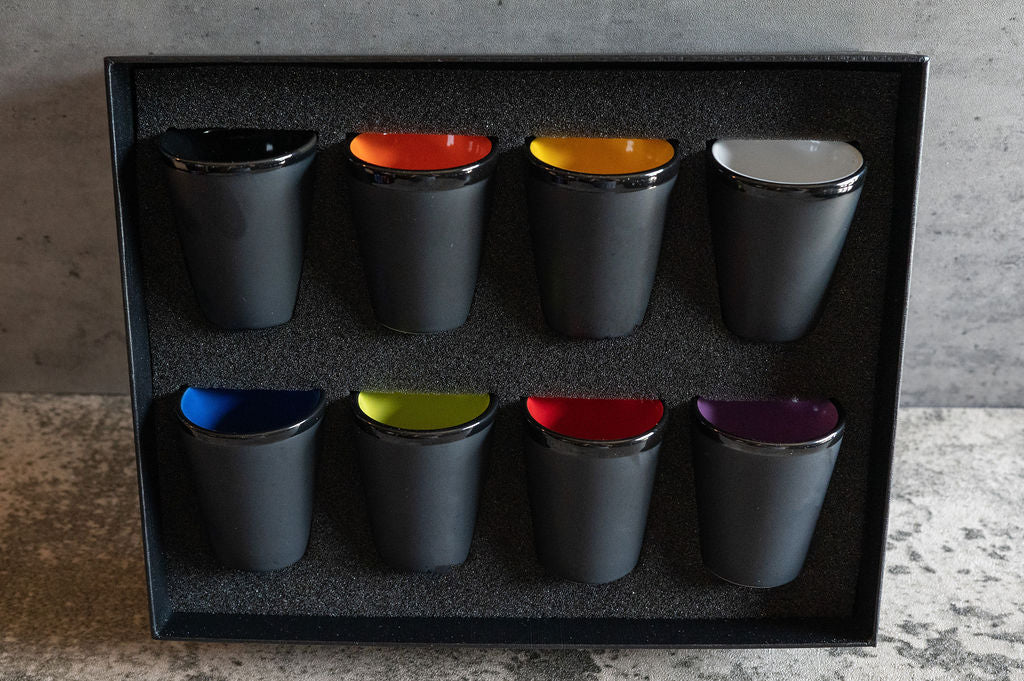 Ceramic Matte Black Shot Glass with Colorful Interior {SET of 8}