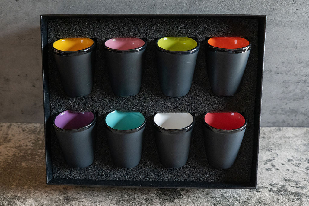 Ceramic Matte Black Shot Glass with Colorful Interior {SET of 8}