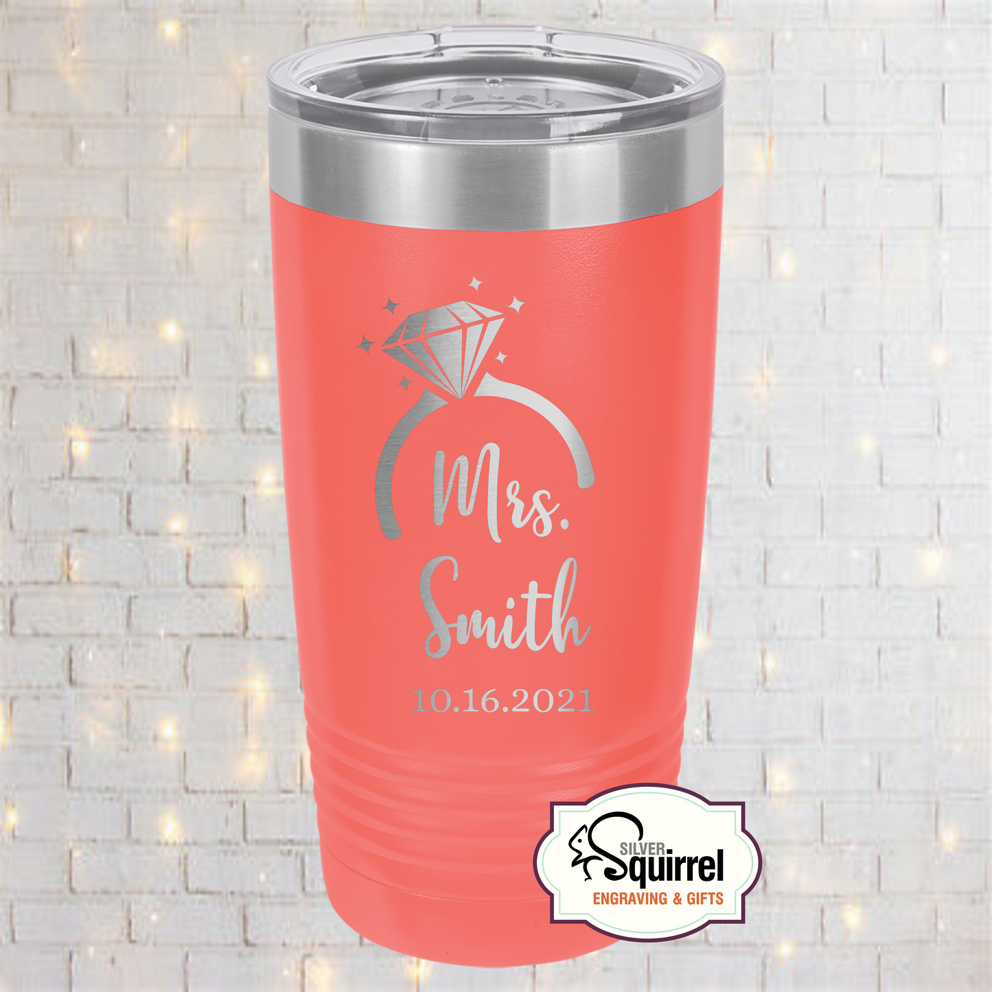 Insulated Tumbler {Mrs. Diamond Ring w/Name}