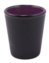 Ceramic Matte Black Shot Glass with Colorful Interior {Firefighter Thin Red Line Sheild}