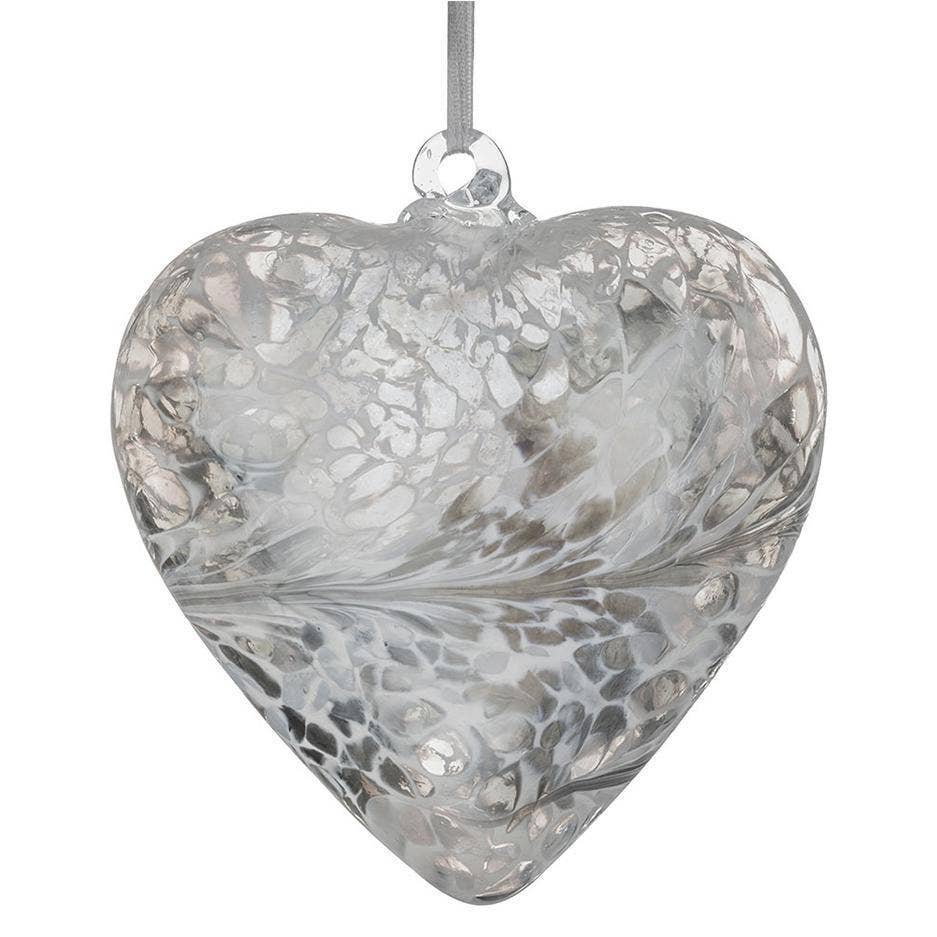 Friendship Heart Glass Onament - Pastel Silver