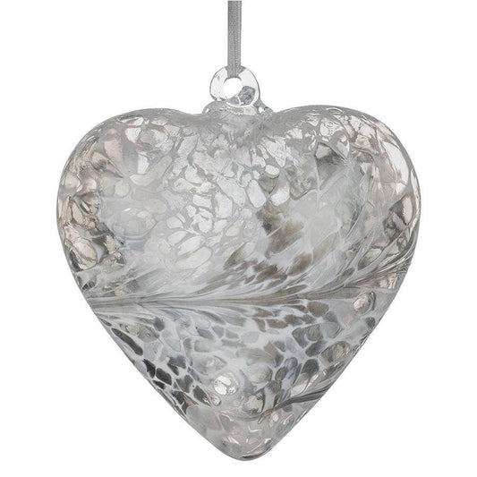 Friendship Heart Glass Onament - Pastel Silver