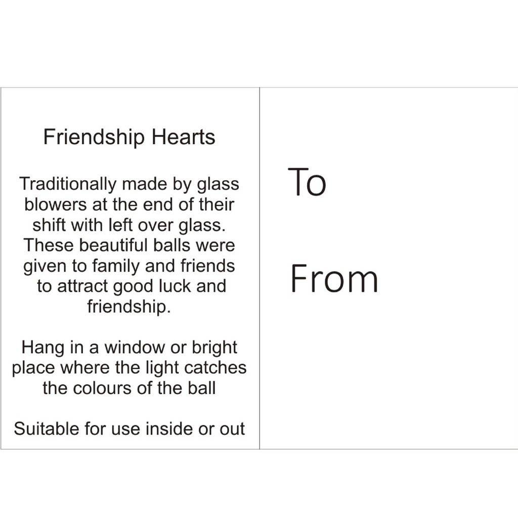 Friendship Heart Glass Onament - Pastel Gold