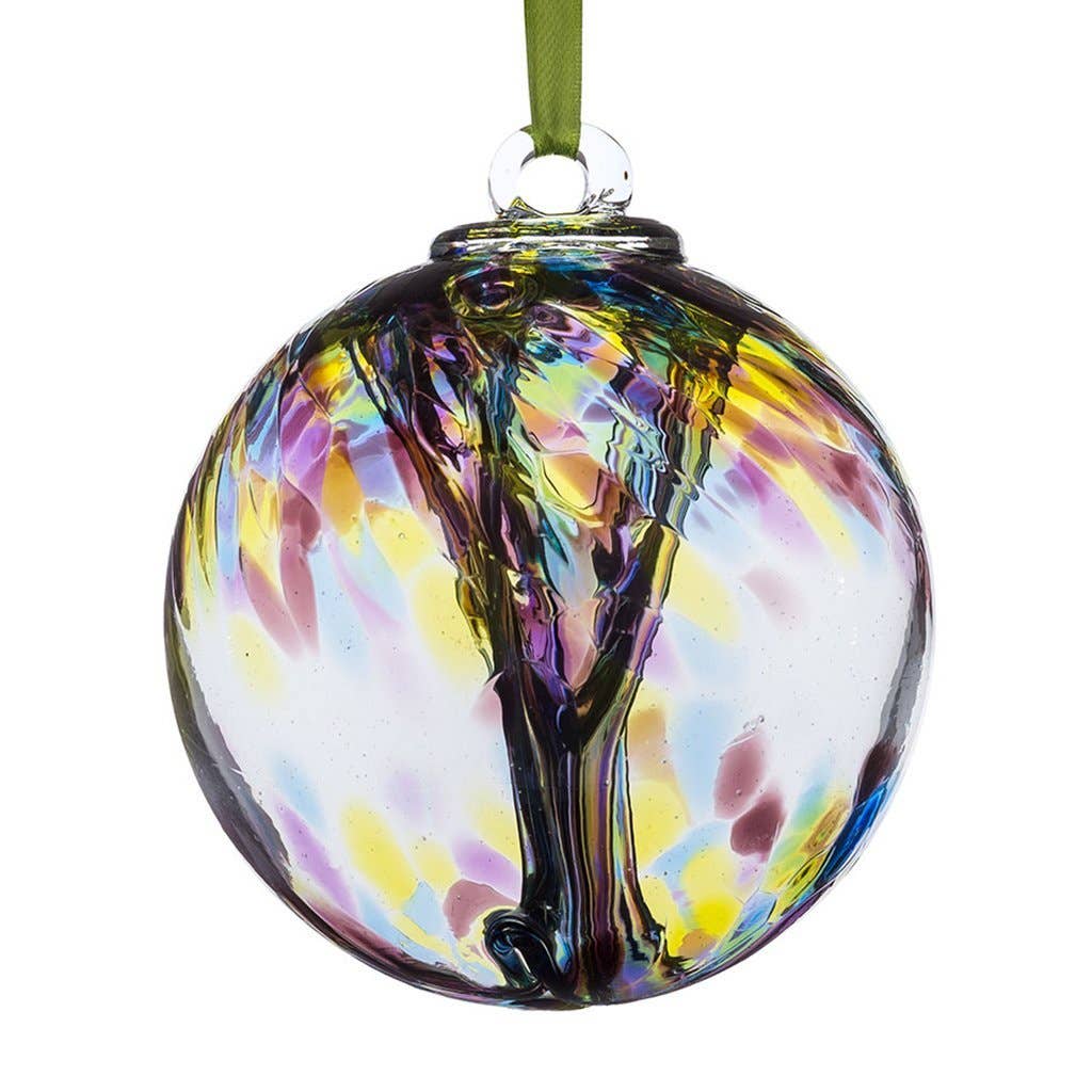 Spirit Ball Glass Onament - Purple, Green & Blue