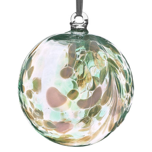 Friendship Ball Glass Onament - Feather Design - Green