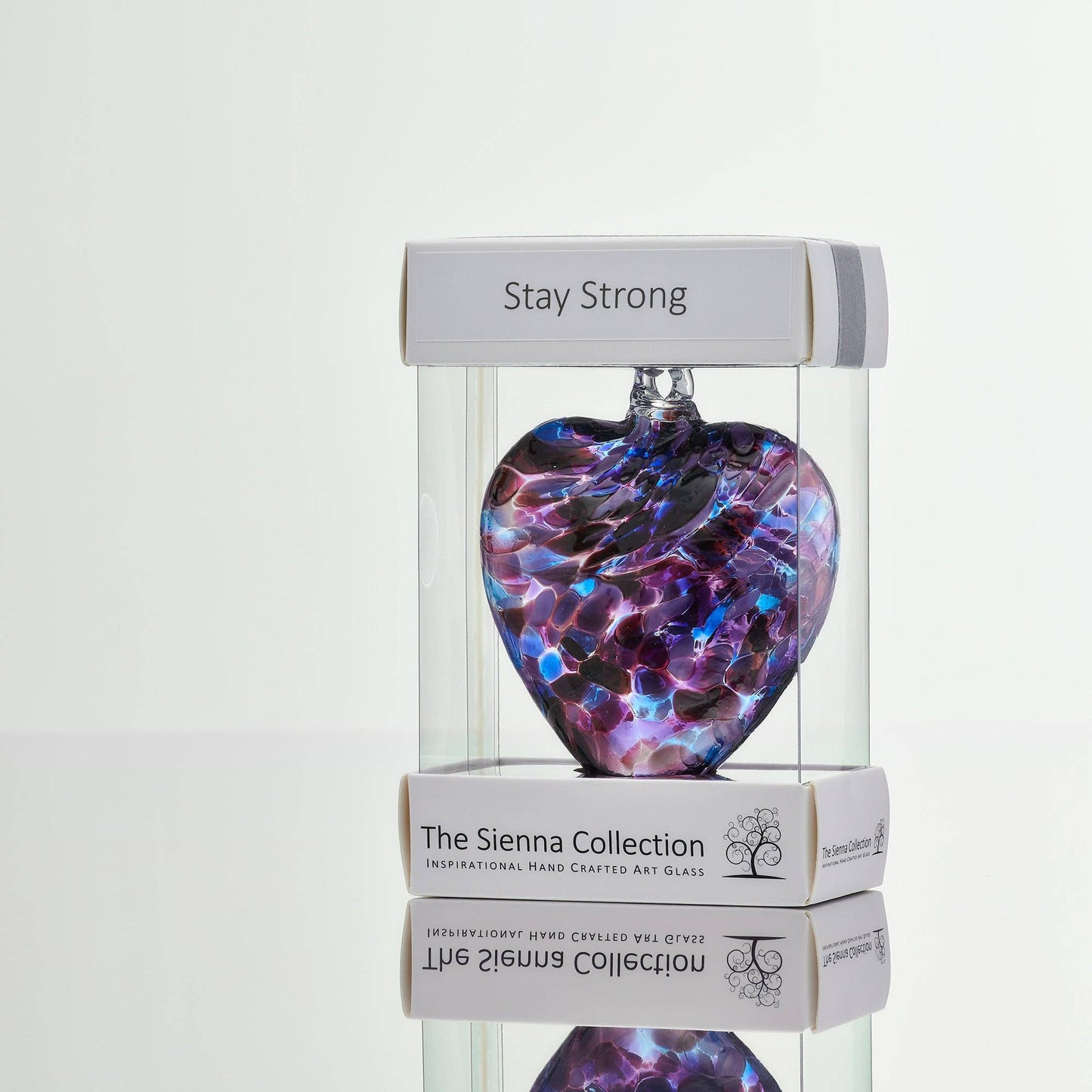 Friendship Heart Glass Onament - Stay Strong - Purple & Blue