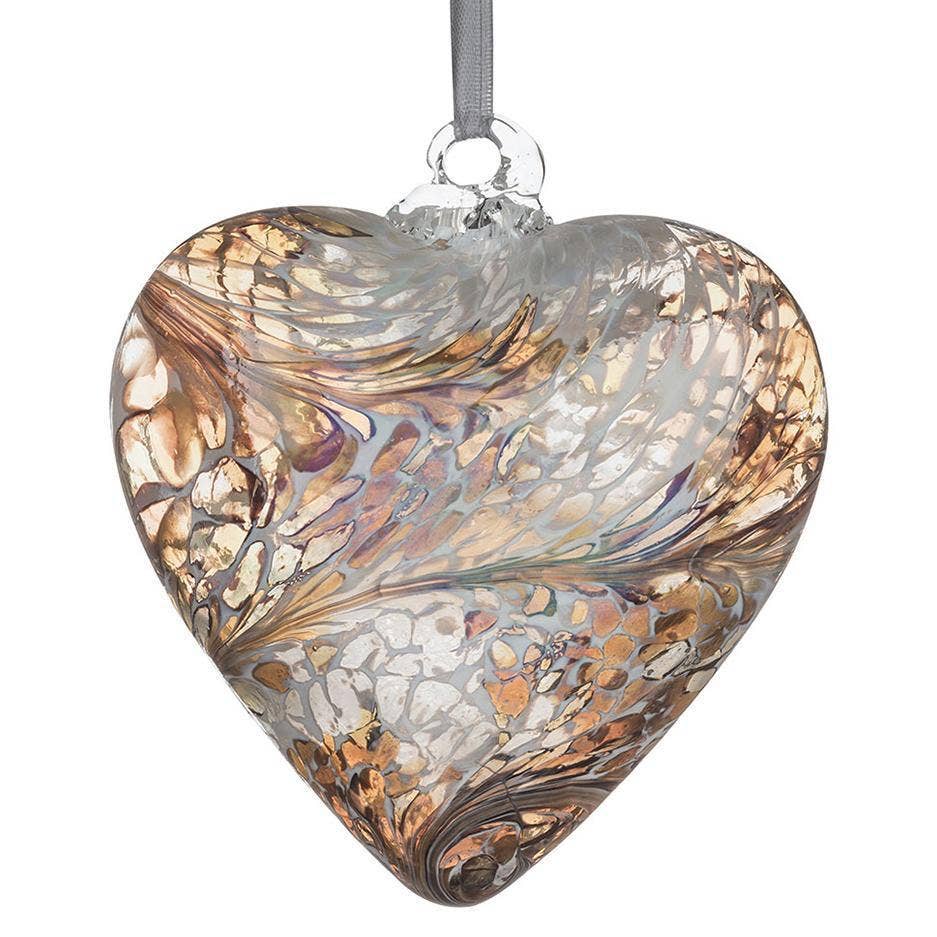 Friendship Heart Glass Onament - Pastel Gold