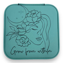 Load image into Gallery viewer, Leatherette Travel Jewelry Box {Grow from within}