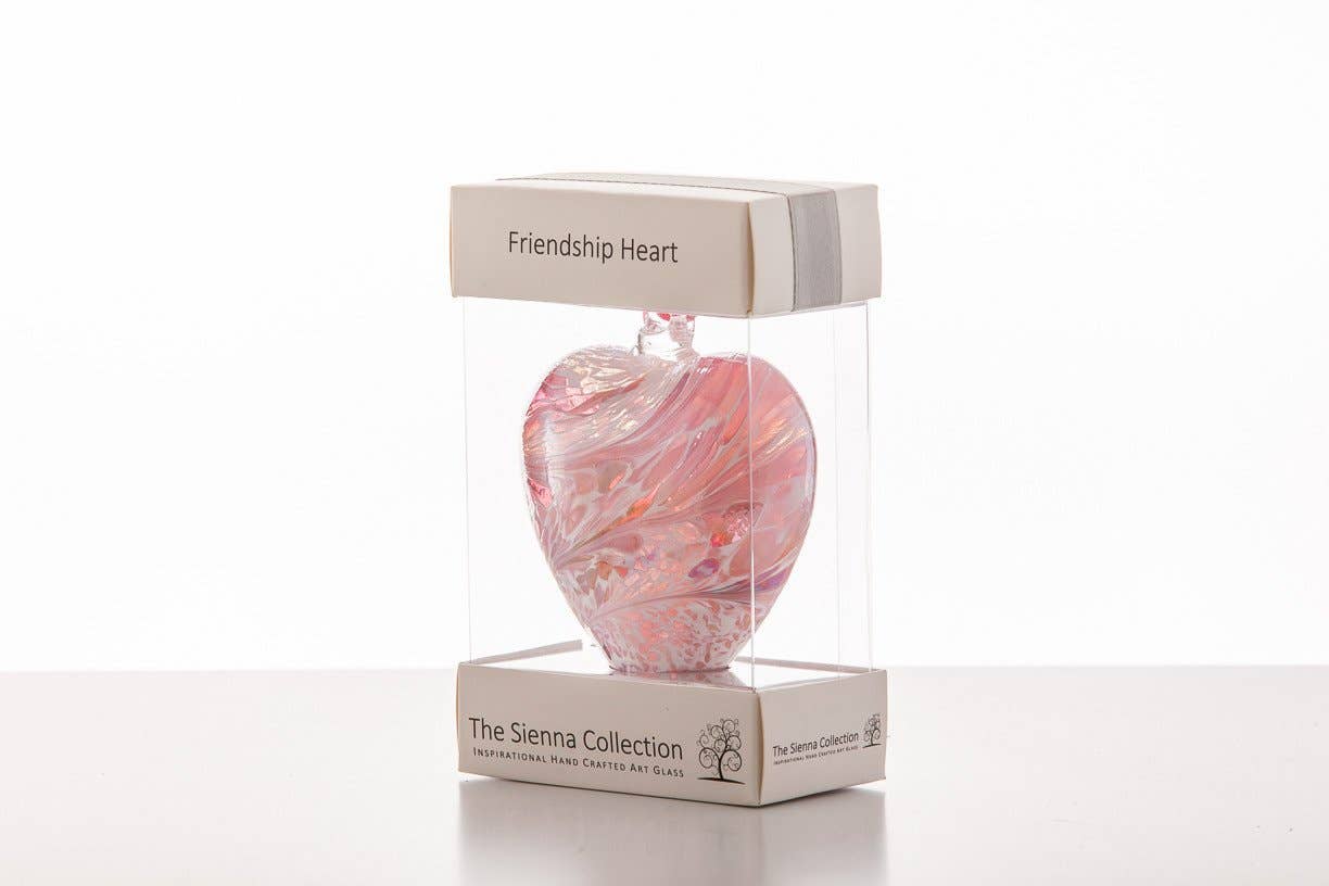 Friendship Heart Glass Onament - Pastel Silver