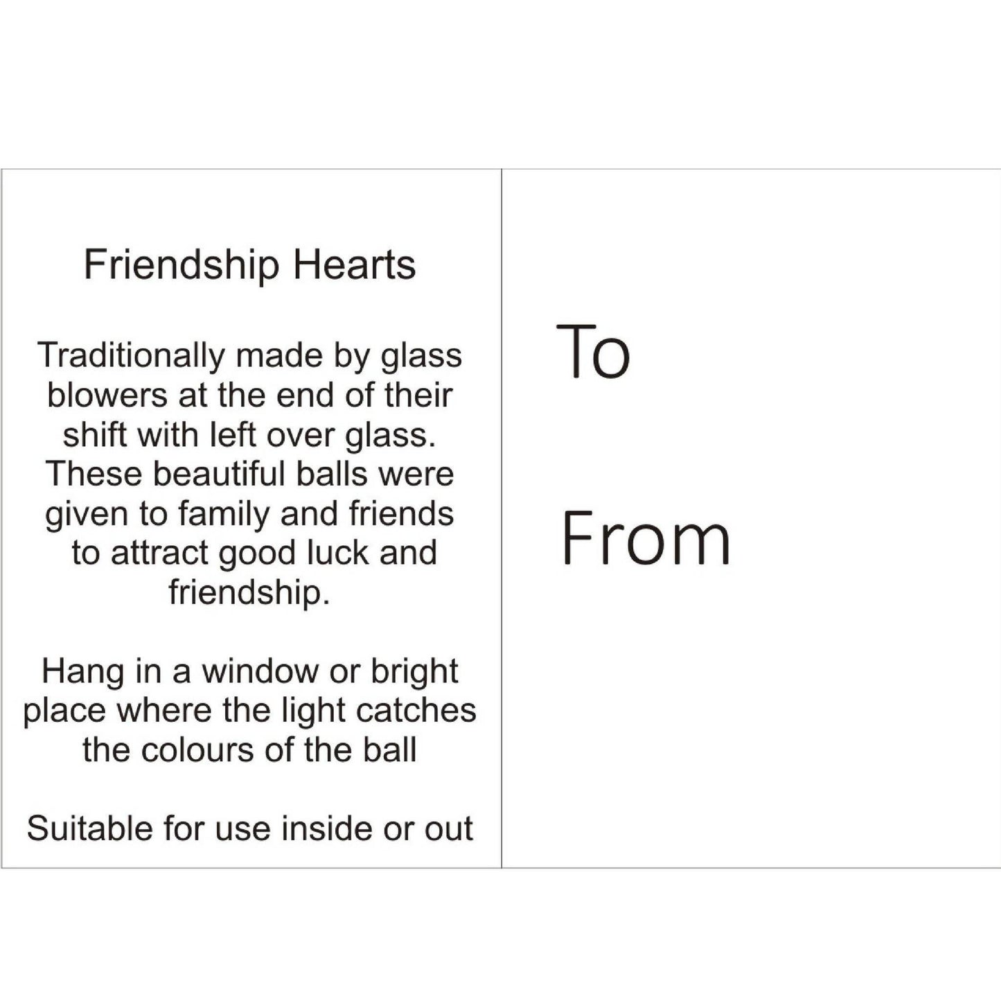 Friendship Heart Glass Onament - Pastel Silver